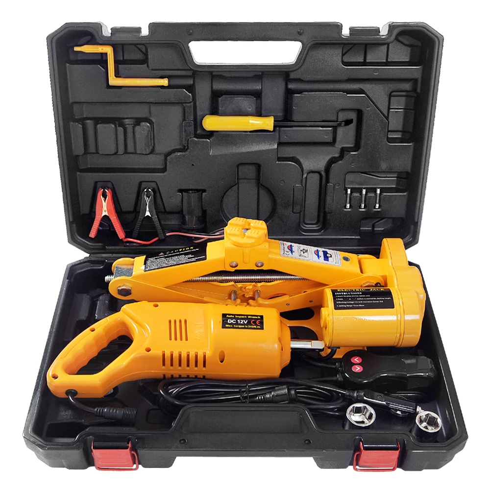 Factory Price Tool Car 12 Volt 2T 35CM Scissor Jack Electric Wrench Suit with Hydraulic Repair Kit  for Suv