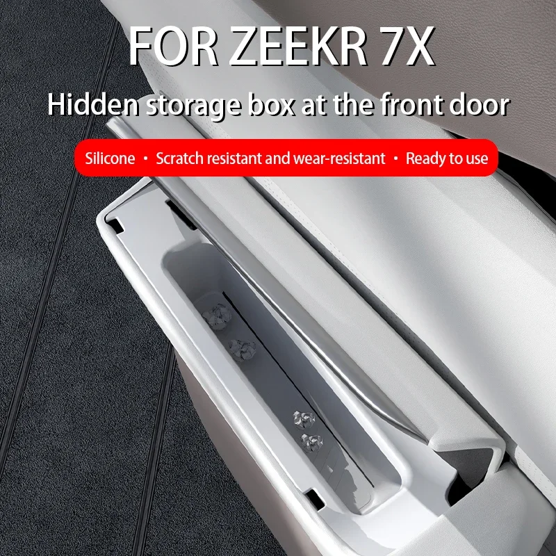 

For ZEEKR 7X 2025 2024 Front door storage box Silicone hidden storage box Scratch resistant shock-absorbing Interior accessories