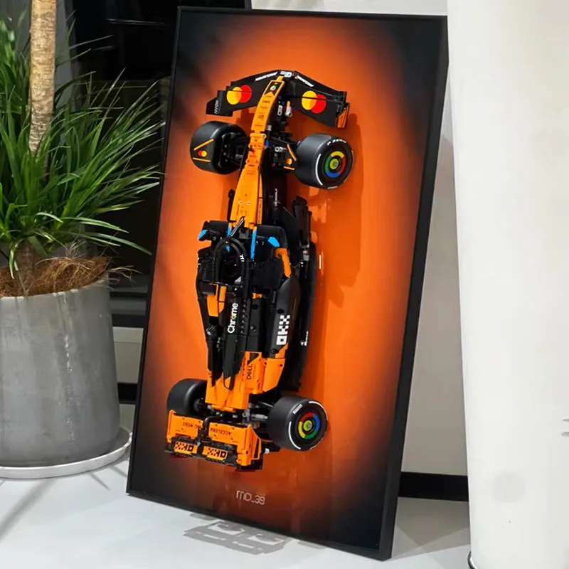 Wall-Mounted Background Display Frame, Compatible with LEGO 42228 McLaren MCL39 Building Block Race Car Model Display Wallboard view 2