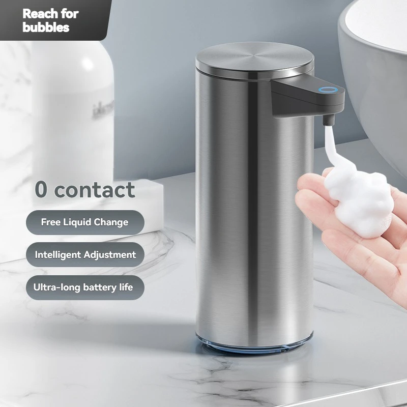 Stainless steel soap dispenser with non-contact sensor automatic detection, suitable for kitchen and other scenarios
