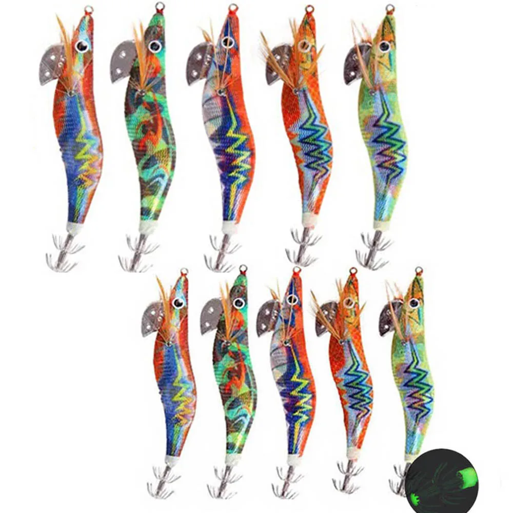 

10PCS Squid fishing lure Squid Bait fishing Hook Octopus Cuttlefish shrimp squid jigs Saltwater fish lures tackle Size 2.5/3.0