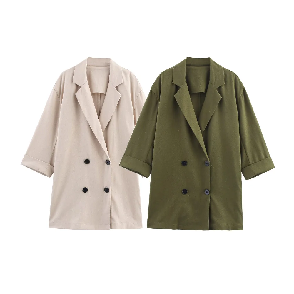 

UNIZERA женский двубортный пиджак с пуговицами с лацканами, весенне-летняя новая женская одежда