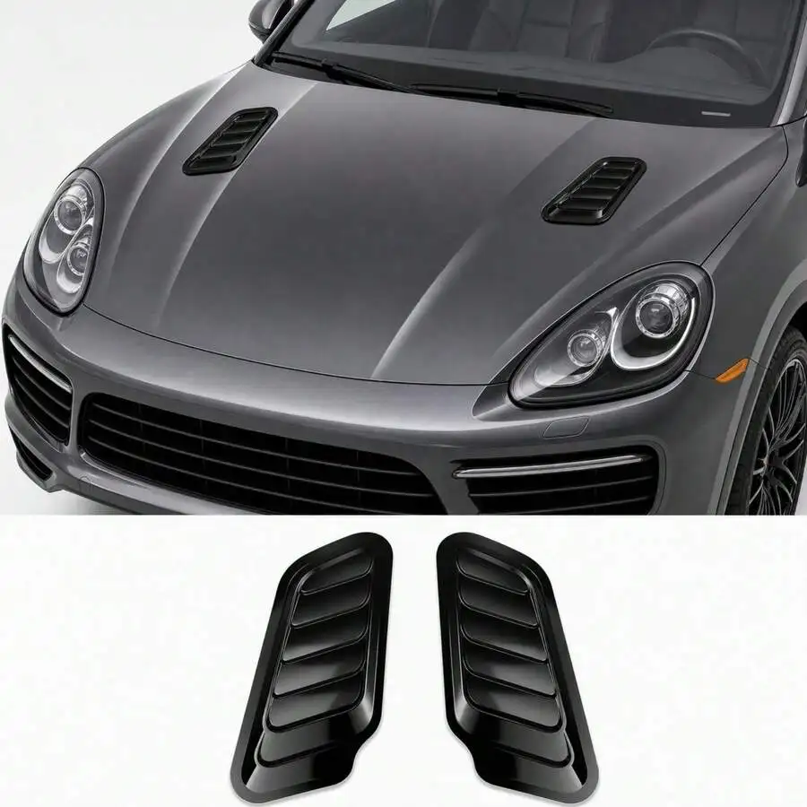 2PCS Universal Hood Air Vents For Car Hood Scoop, Bonnet Vent Hood Air Intake Trim Cover (Black)