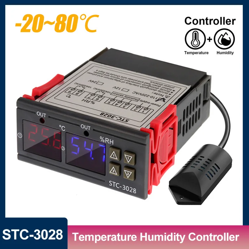 STC-3028 doppio Display termostato digitale controllo dell\'umidità della temperatura AC 110V 220V DC 12V igrometro Controller incubatore