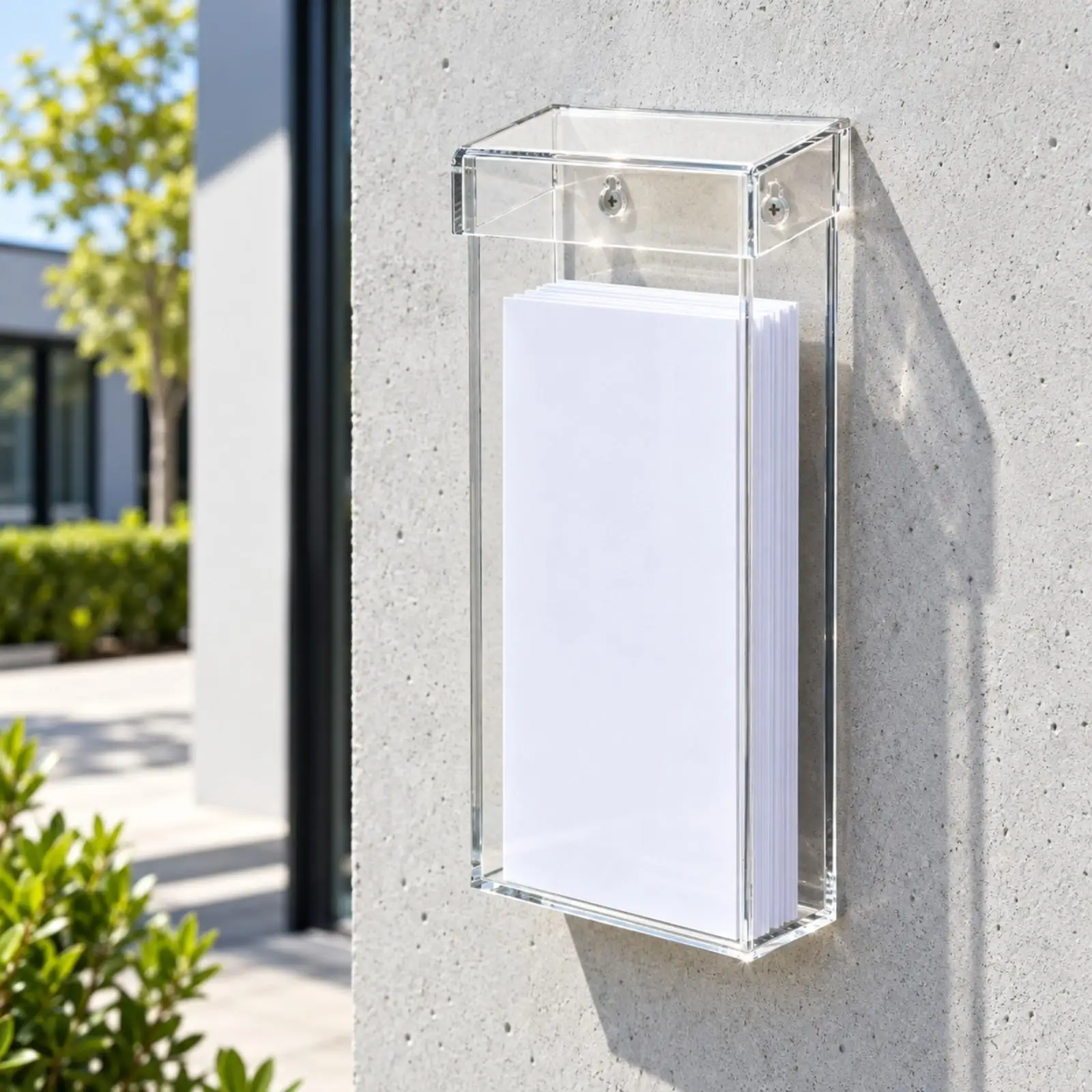 Clear Acrylic Wall Brochure Holder for Brochures Pamphlets Display with Top Cover for Reception Areas