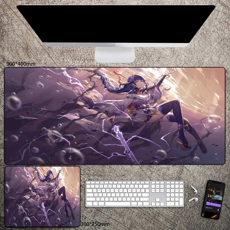 Raiden Shogun Genshin Impact Anime Mouse Pad เกม40X90แล็ปท็อปขนาดใหญ่ Plat เกมอุปกรณ์เสริม Kawaii การ์ตูน Mousepad ตาราง Pad