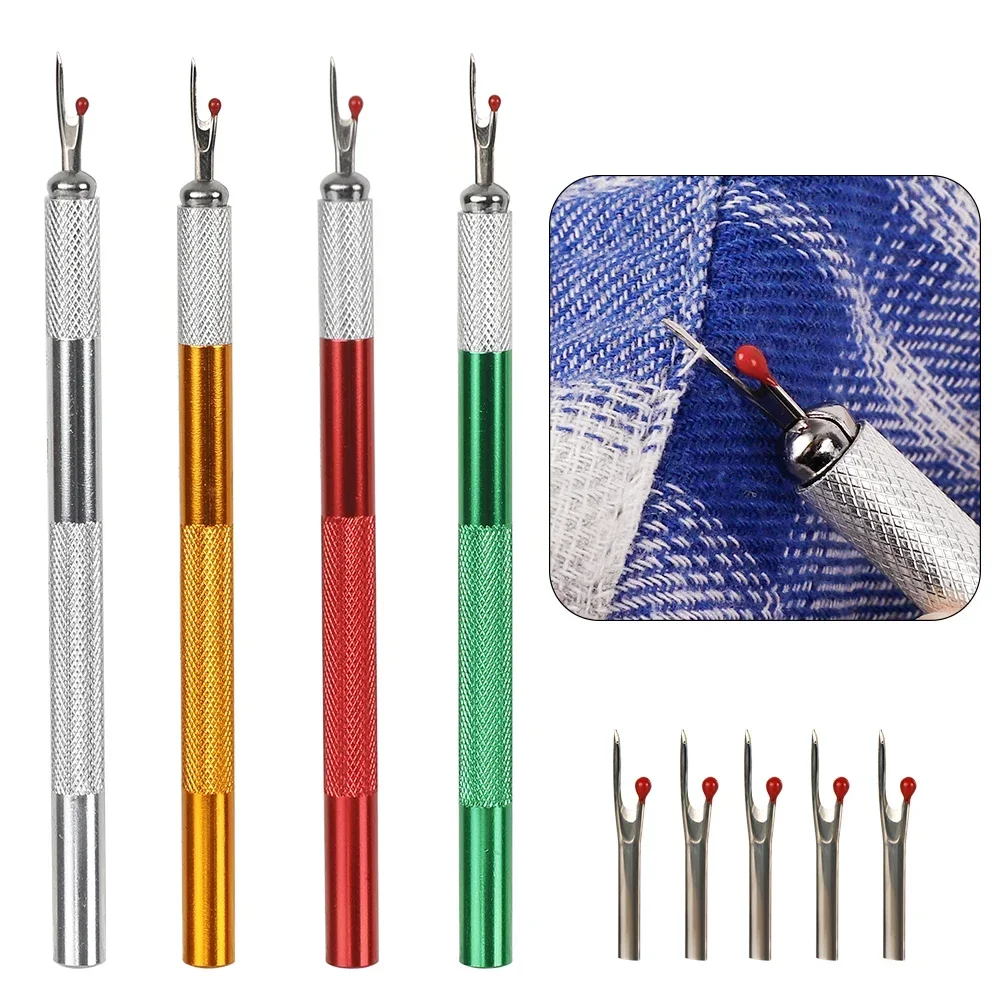 1PC Thread Cutter with 5Pcs Replacement Head Seam Ripper Stitch Thread Unpicker Embroidery Thread Remover DIY Sewing Tools