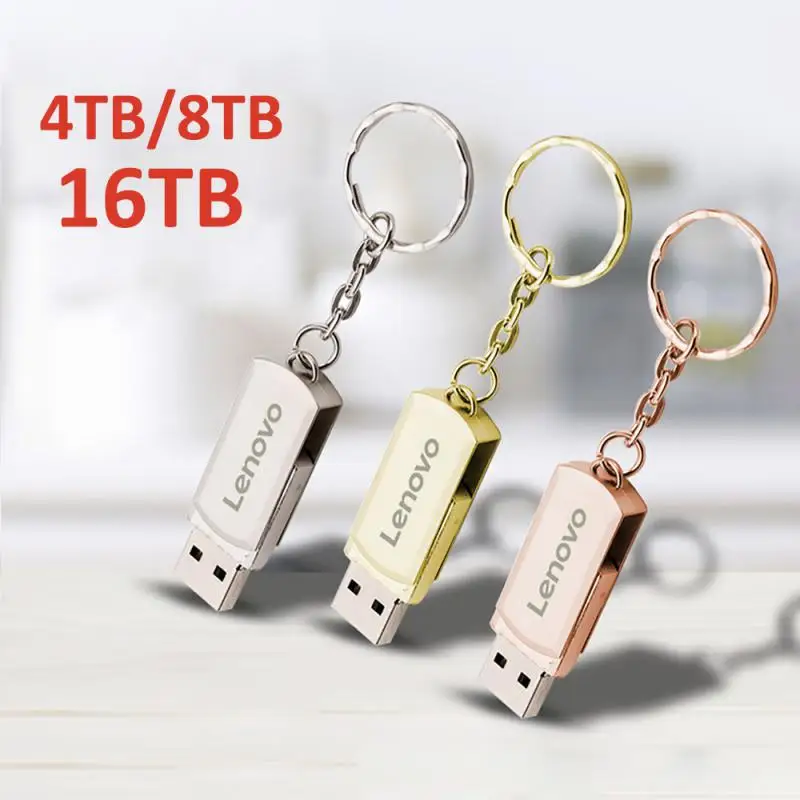 Lenovo Super 16TB Usb 3.0 Metal Pen Drive 8TB 4TB High Speed Flash Drives Pendrive Portable Usb Memoria Stick Type-c Adapter