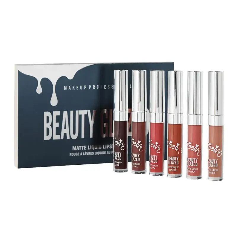 Beauty GlazedBox يشكلون أحمر الشفاه السائل طقم هدايا ماكياج مرطب طويل الأمد مقاوم للماء ملمع الشفاه لون الشفاه TSLM2