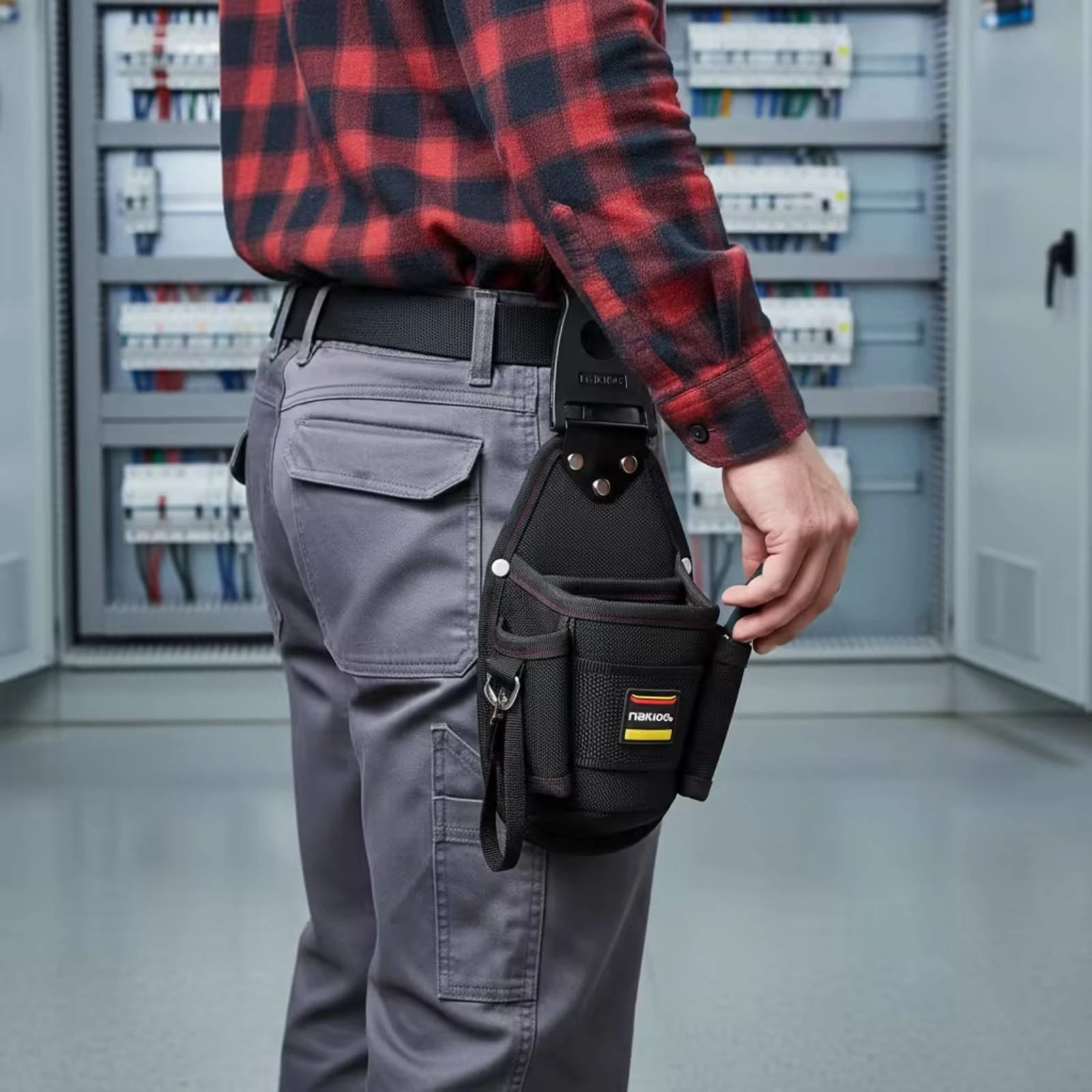 Electrician Tool Pouch Handsunrestricted Tool Pouch with Belt Loop Portable Compact for Electricians, Ladder Work