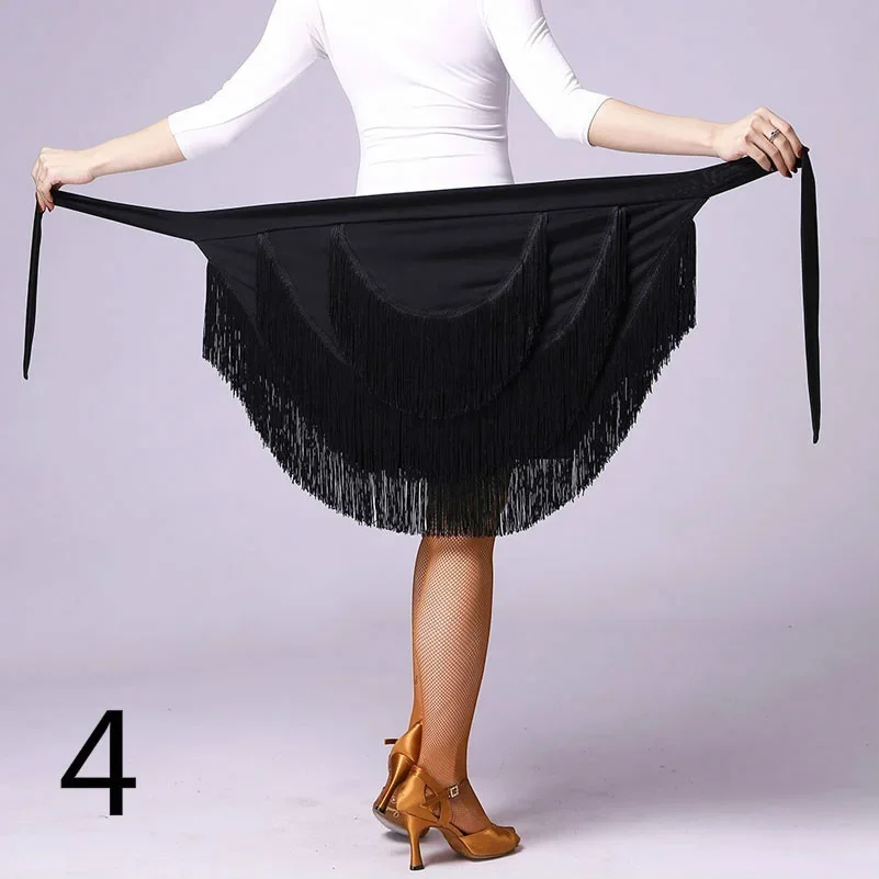 Women Ballroom Latin Salsa Tango Tassel Dance Skirt Skate Wrap Scarf Dancewear Sexy Multicolor Skirt