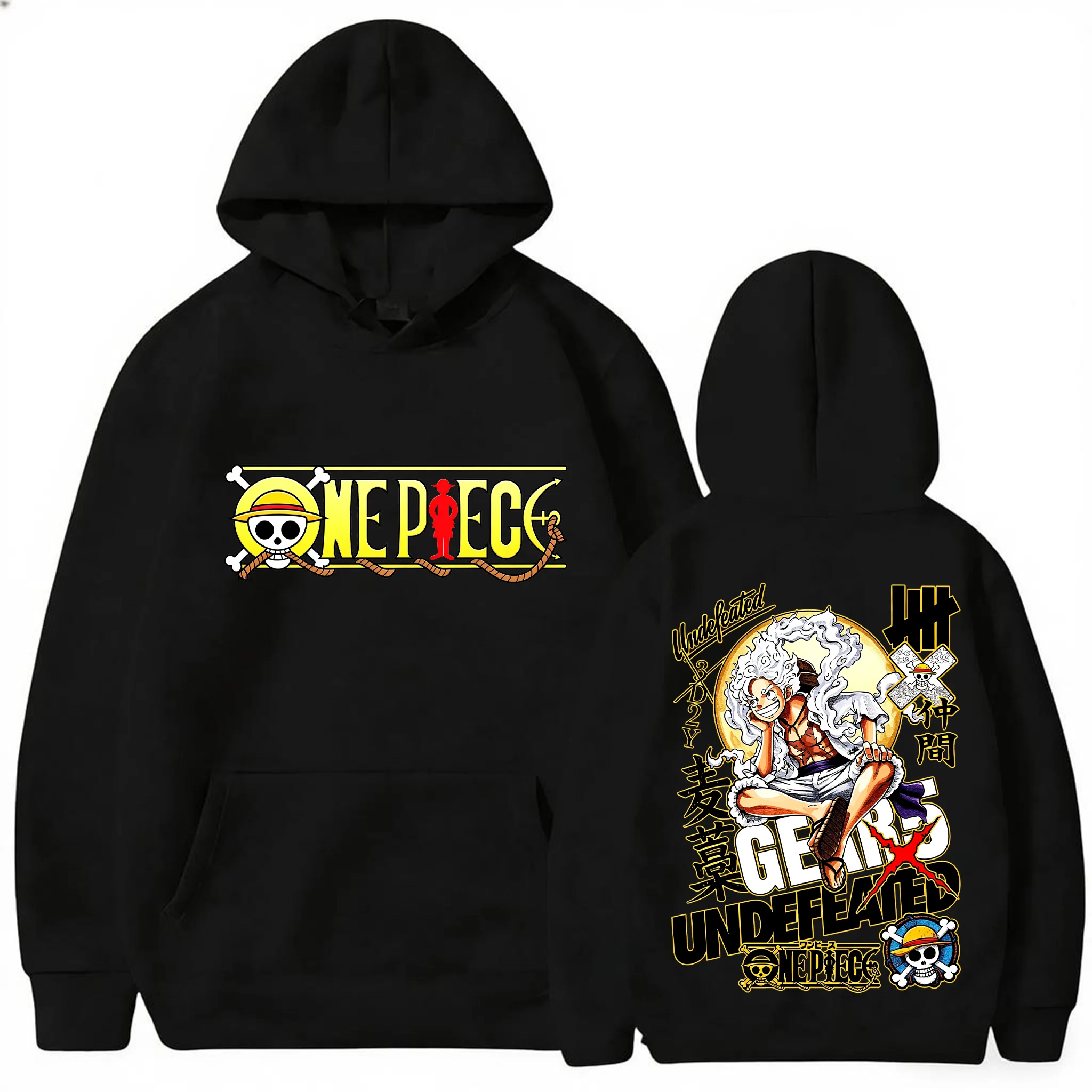 Otoño/Invierno 2026 *One Piece* Sudadera con Capucha de Luffy en su Forma de "Dios del Sol Nika" — Top Unisex con Estampado de Anime y Estilo Retro Streetwear
