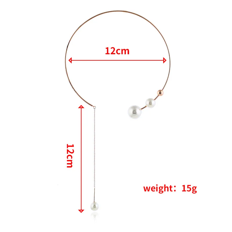 New Geometric Simple Round Bead Opening Adjustable Metal Collar Cold Wind Imitation Pearl Necklace for Women Boho Jewelry Gift