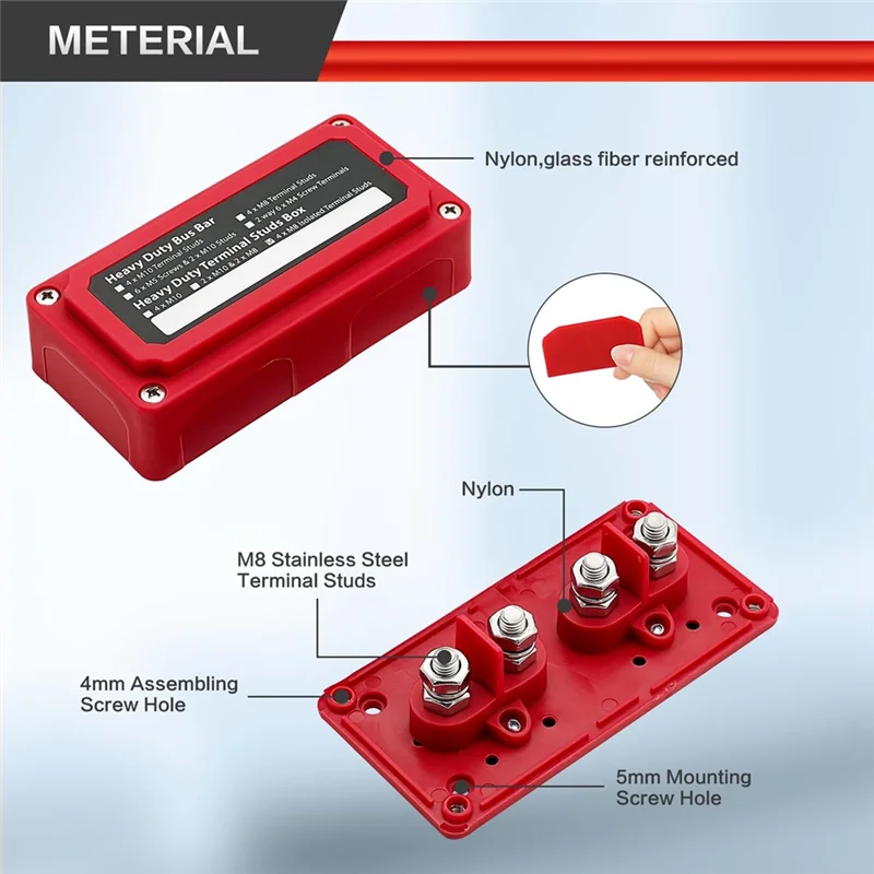 300A حافلة بار توزيع الطاقة كتلة الثقيلة وحدة تصميم 12-48 فولت تيار مستمر بسبار صندوق عدة مع 4 X M8 (5/16 بوصة) محطة ترصيع مجموعة