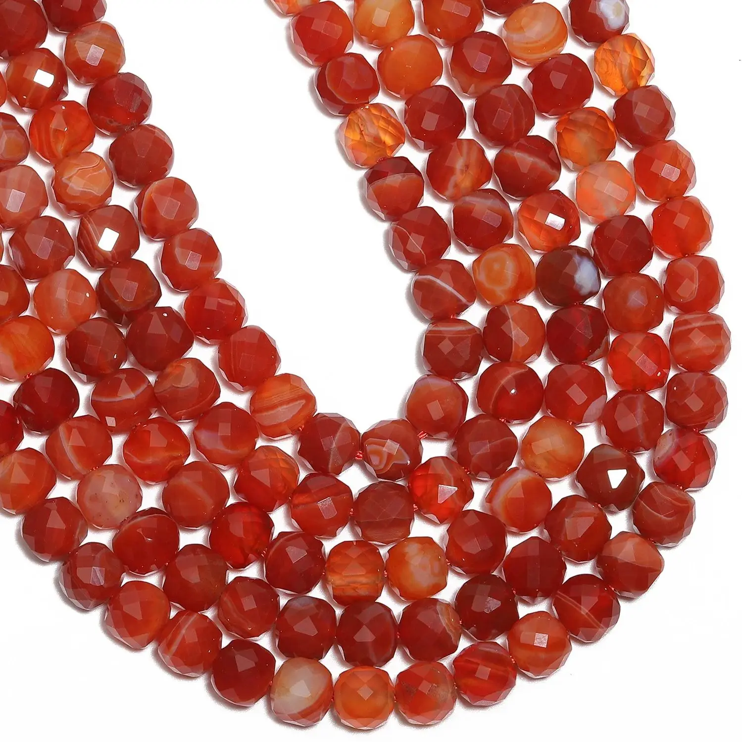 Natural Red Agate Stone Beads Faceted 7mm Square Cube Shape Beads for Jewelry Making Diy Bracelet Necklace Beading Accessories