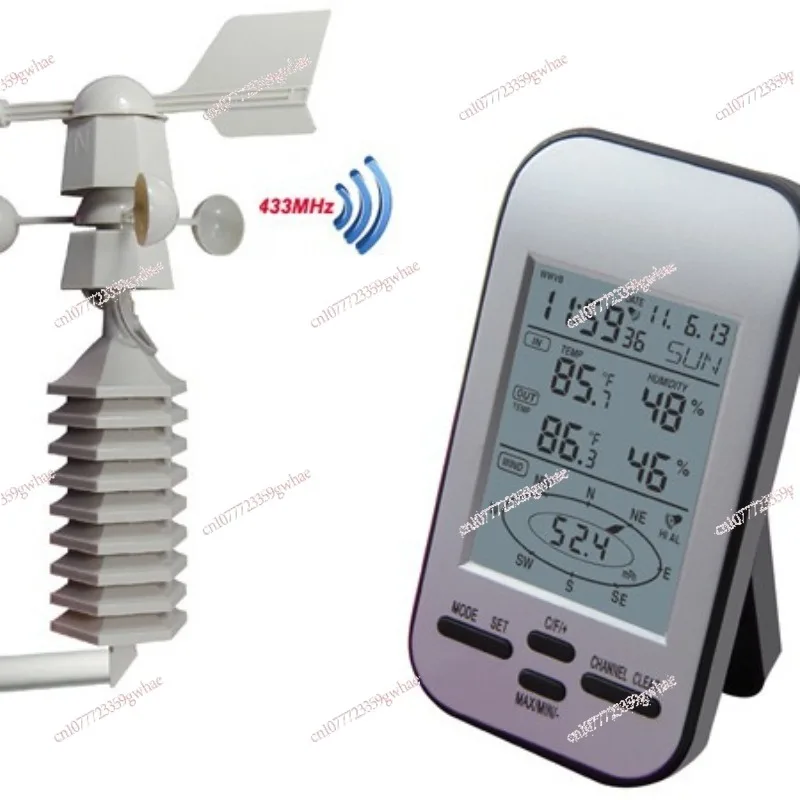 WS0232 Small Mini Weather Station, Anemometer 433MHz Wireless Weather Instrument, Weather Forecast Machine