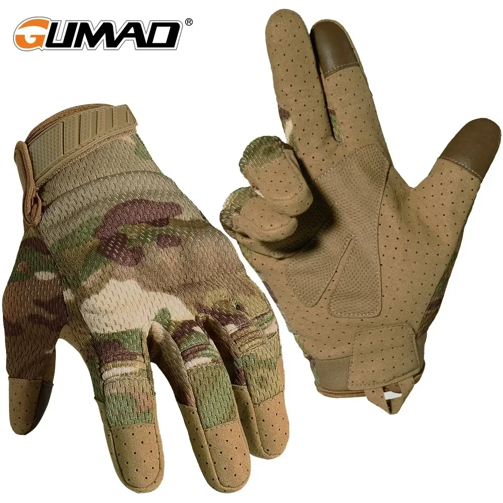 Rękawiczki taktyczne z ekranem dotykowym Camo Polowanie na świeżym powietrzu Strzelanie Sport Kolarstwo Combat Airsoft Piesze wycieczki Camping Rower Sprzęt antypoślizgowy