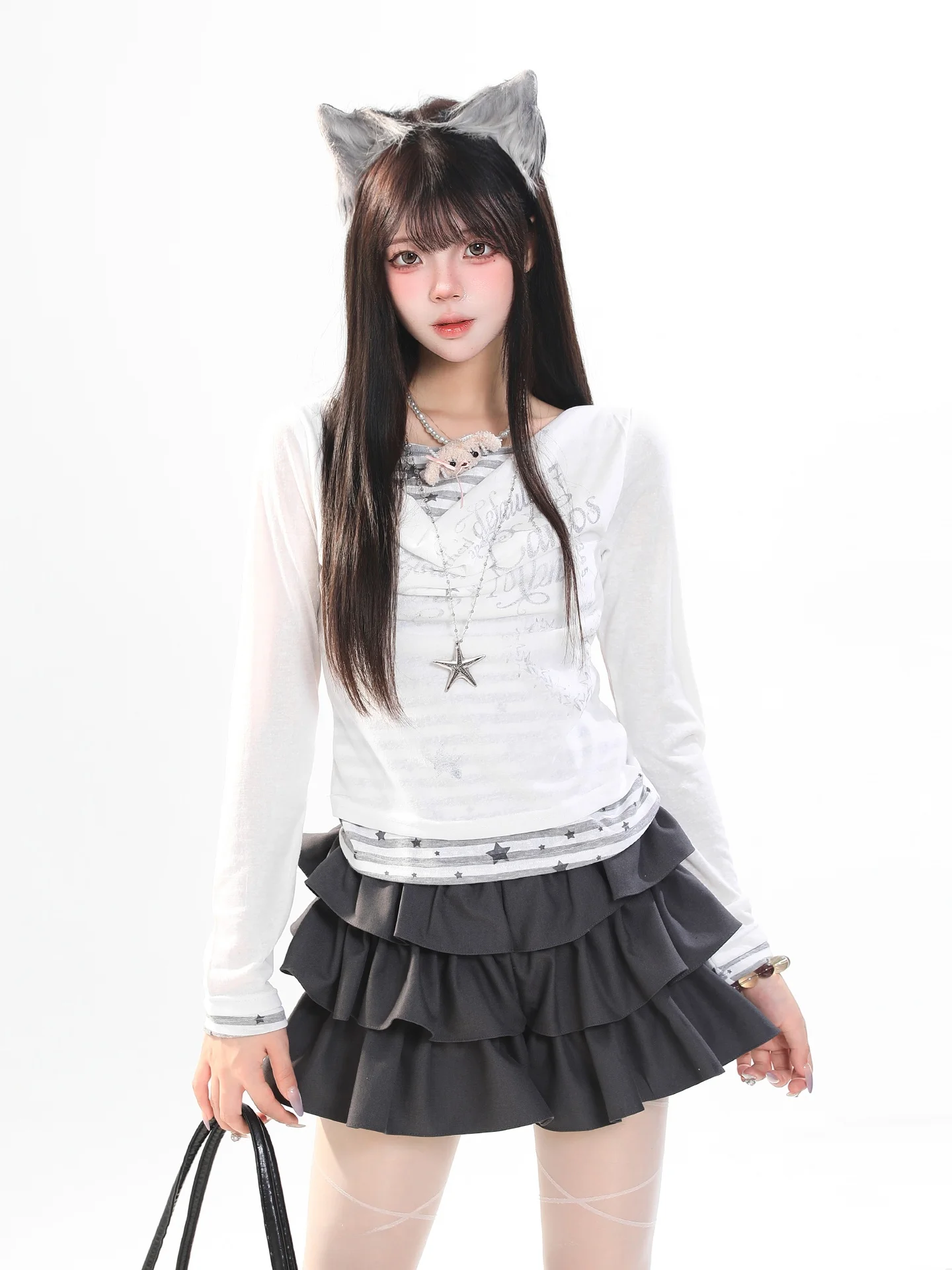 

Женская футболка с длинным рукавом в стиле Y2K Sweet Girl Style, весенняя, омолаживающая, универсальная, утягивающая, базовая, топ