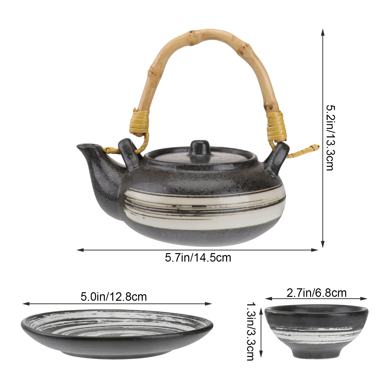 

1 Set Ceramic Seafood Soup Pot Japanese Style Small Teapot With Plate Cup Kitchen Barware Tea House Restaurant Home Decor Stable