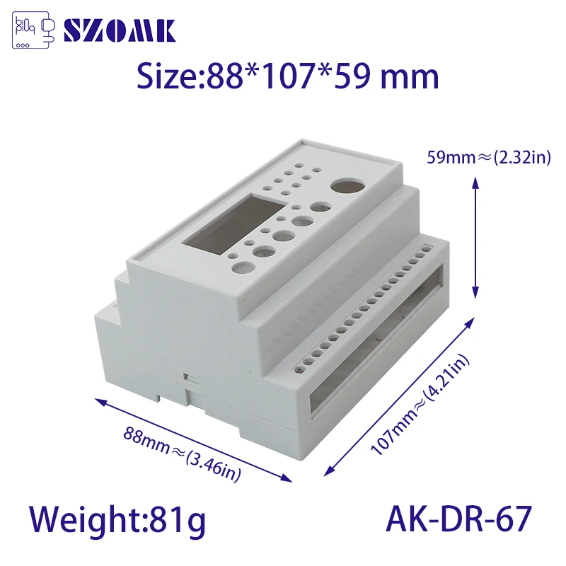 Electrical equipment szomk din rail plastic enclosure ABS material, electrical fire monitoring housing/instrument housing