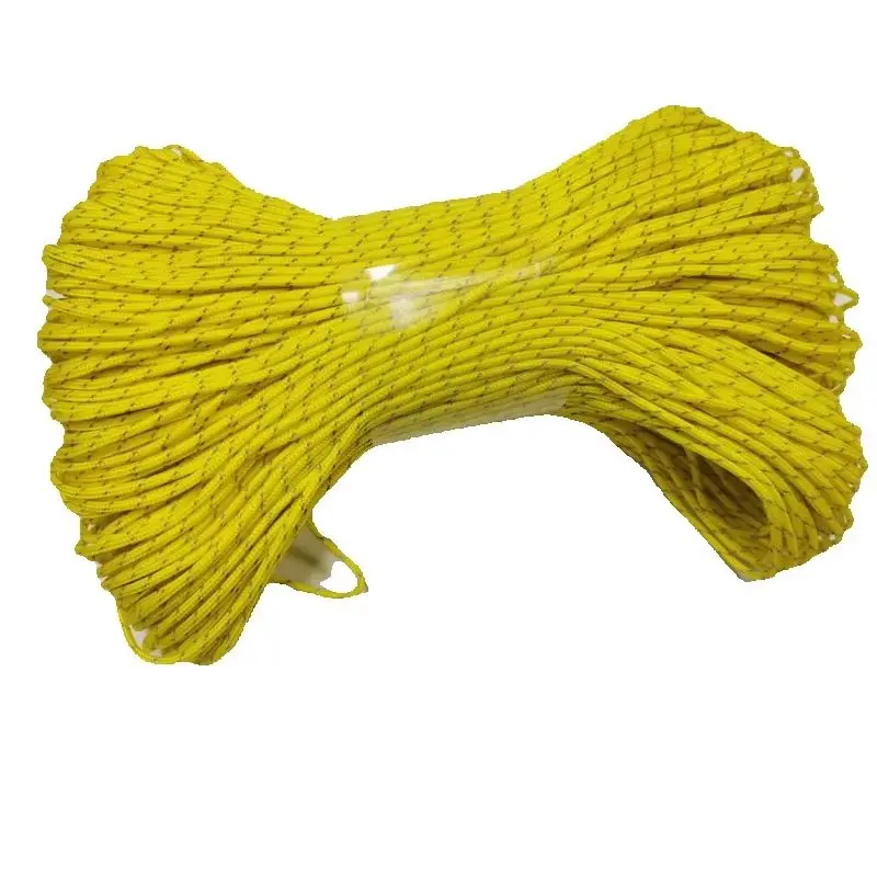 Reflektierendes Paracord Ø2mm Gelb, Taktisches Fallschirmseil für Camping, Zelt, Angeln, 3-Strang Paracord-Seil Länge 10/30/50M – Detail 4