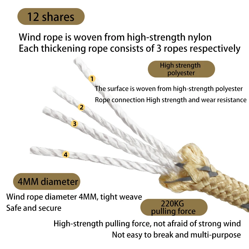 3F UL GEAR 2 mm 20 Meters Diameter Reflective Rope Camping Tent Line With 6 Free Knots Windproof Rope