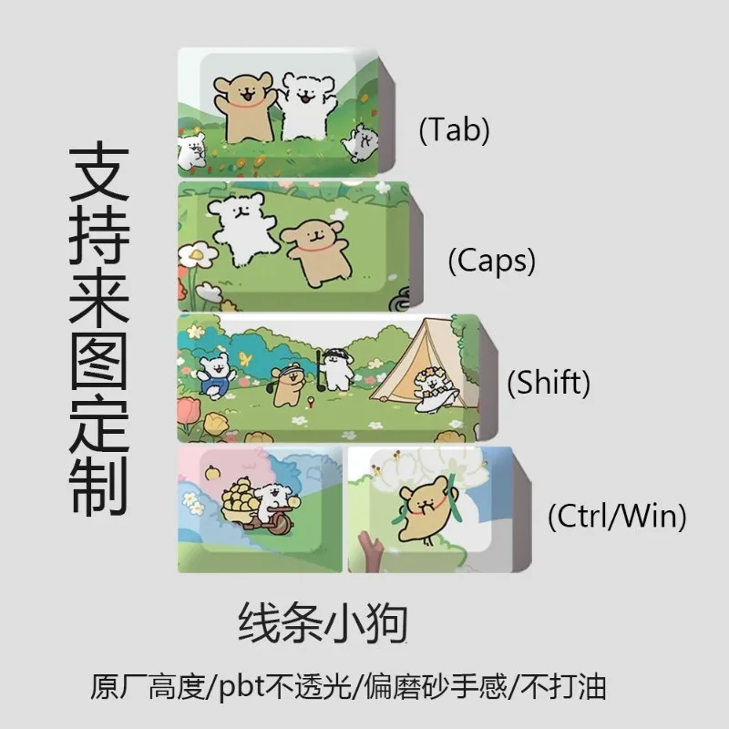 Line Friends Theme Anime Keycaps Mechanical Keyboard Original PBT Custom Cute Keycaps PC Game Keyboard Collection Gift Keycaps