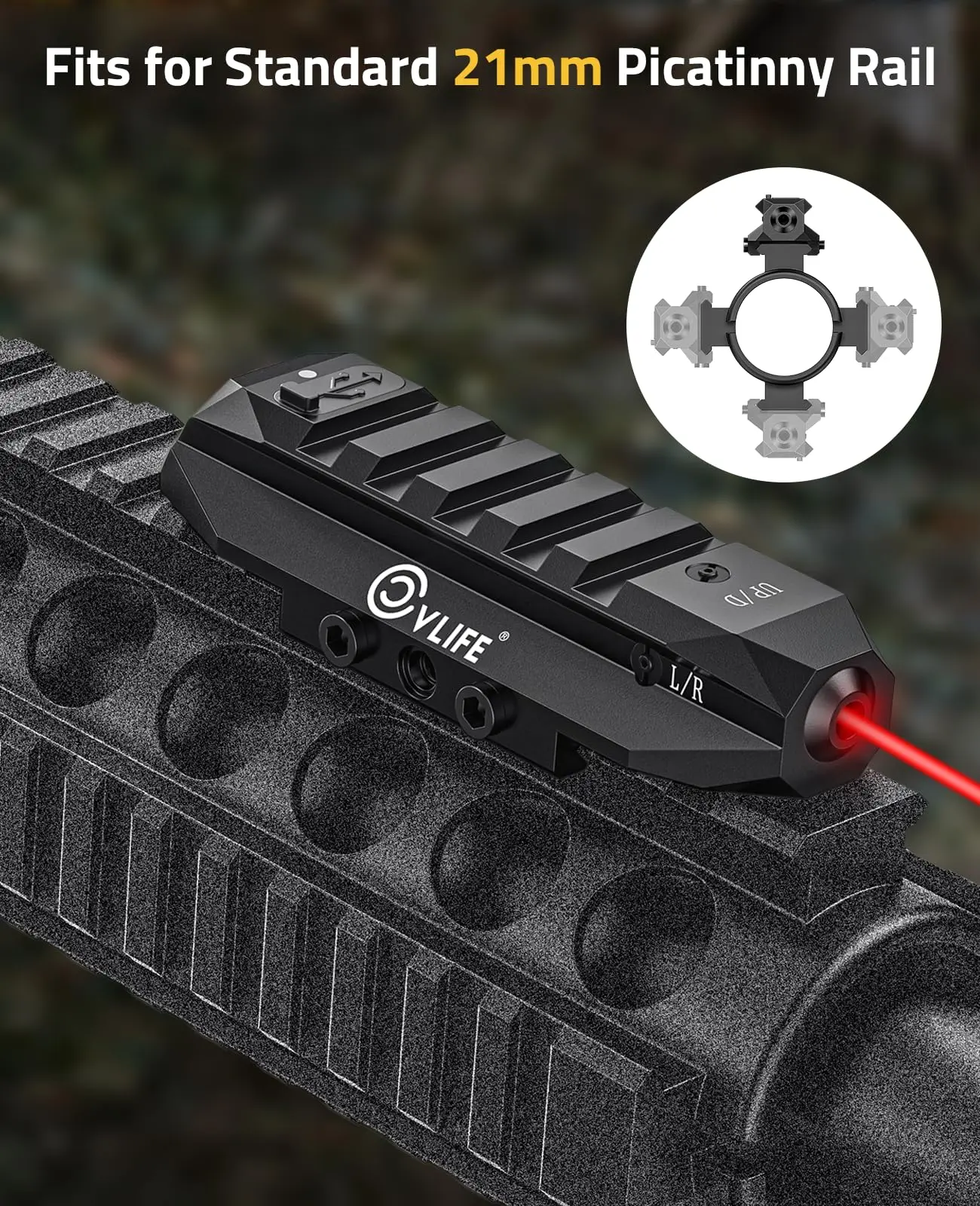 CVLIFE Low Profile Laser Sight for Rifle Tactical Rechargeable Red /Green Laser Sighting with Strobe Mode for Picatinny Rail
