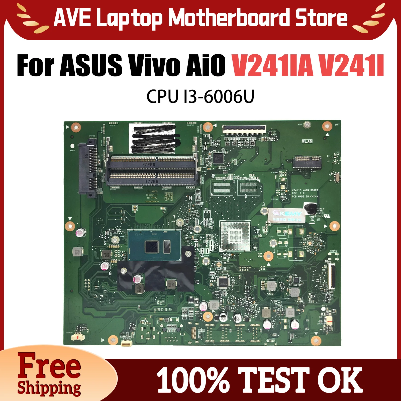 V241I Mainboard For ASUS Vivo AiO V241IA All-in-one Laptop Motherboard With I3-6006U CPU