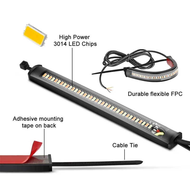 Universal Flexible LED Motorcycle Turn Signal Light Brake Lamp Bar Strip Off-road Moto License Plate Taillight LED Brake Light image 5