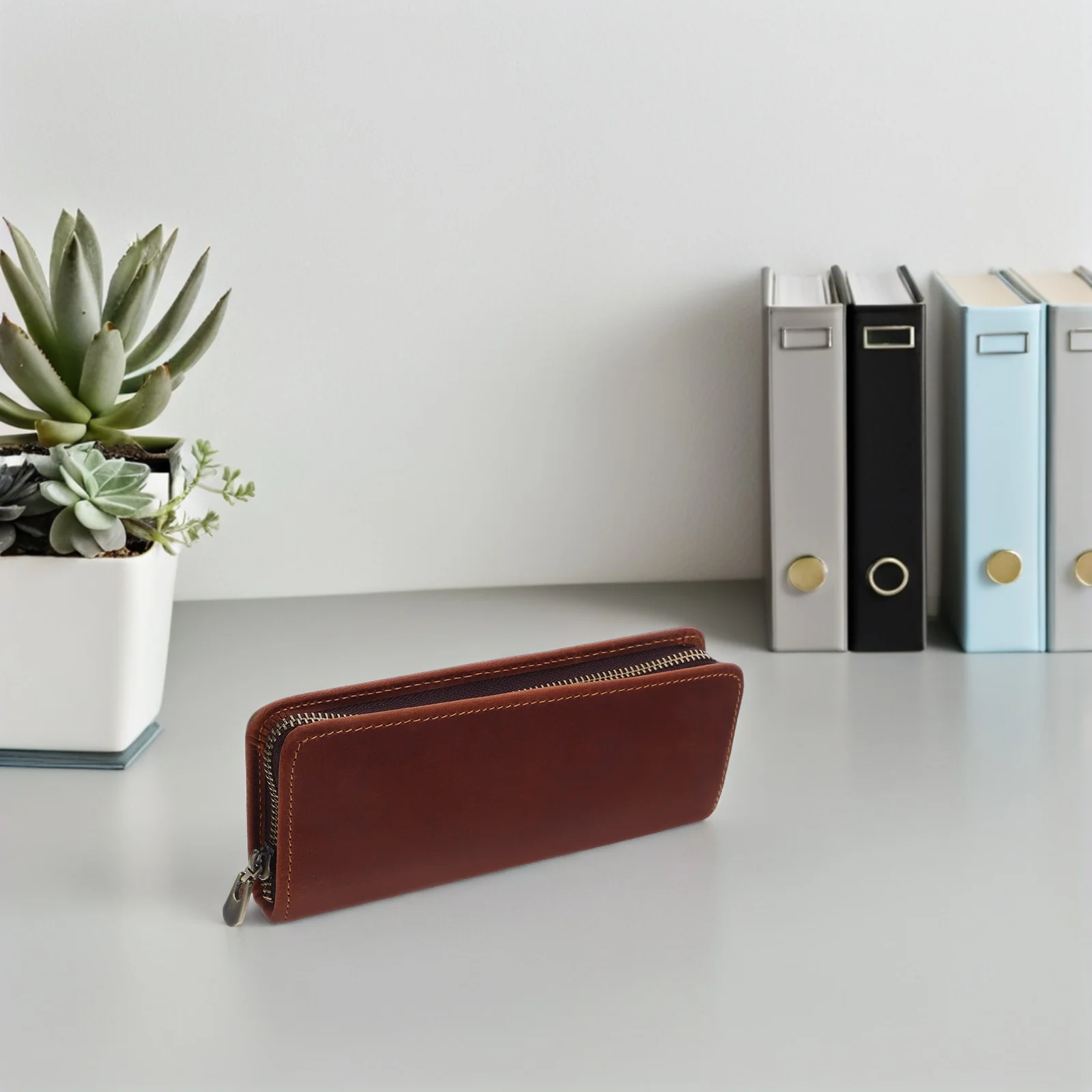 

Retro Pencil Bag Pouch Case Marker Vintage Holder Cowhide Stationery Organizer