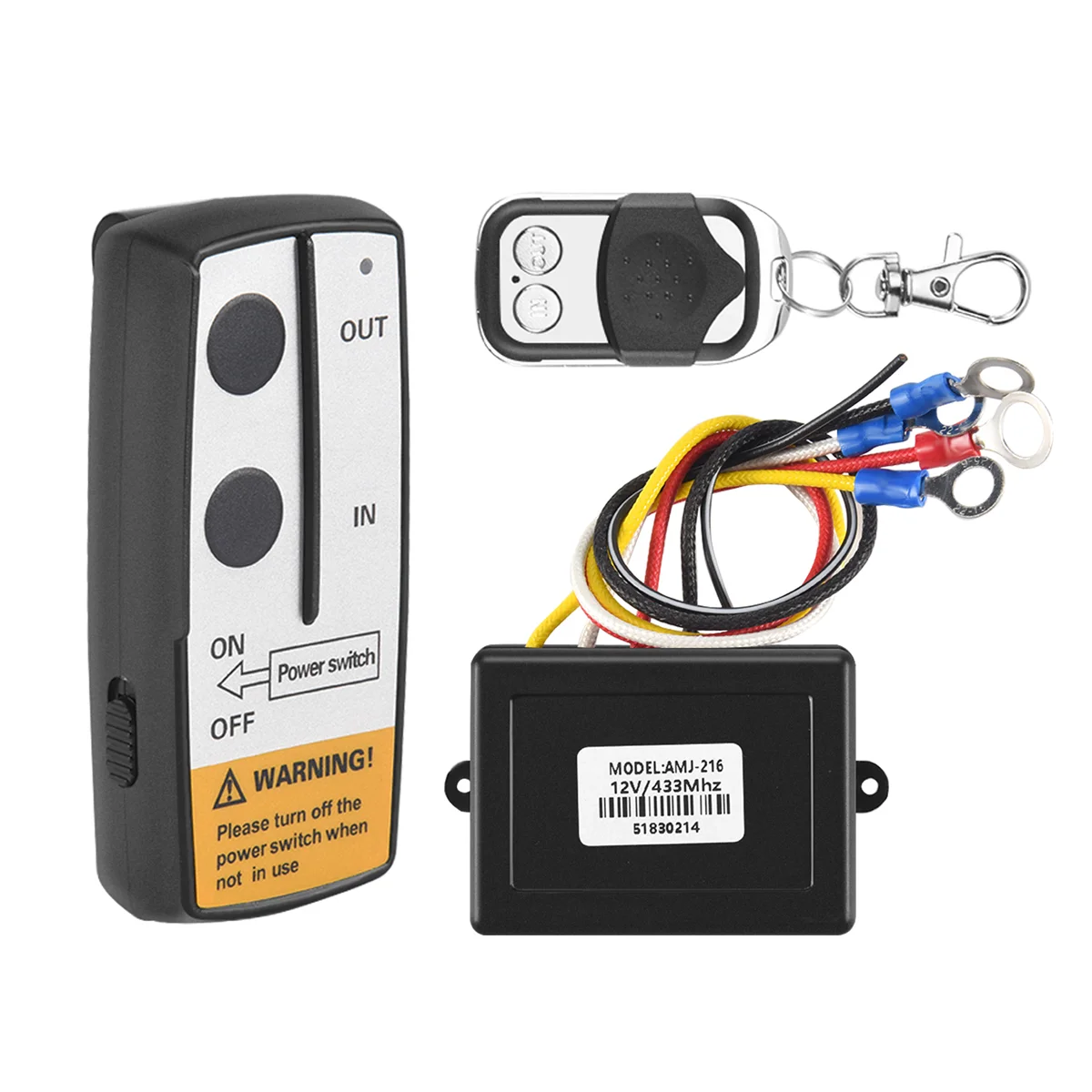 12V 12Volt 50ft Winch Wireless Remote Control Set for Truck Jeep ATV Warn Ramsey