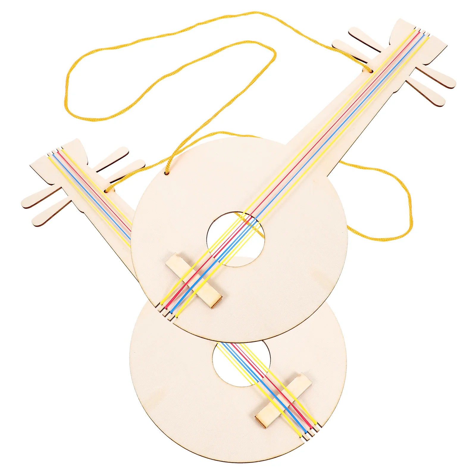Guitarra de madera DIY, artesanía sin terminar, duradera, resistente, fácil montaje, mejora la imaginación de los niños, pintura, juguete de guitarra sin terminar, 2 uds.