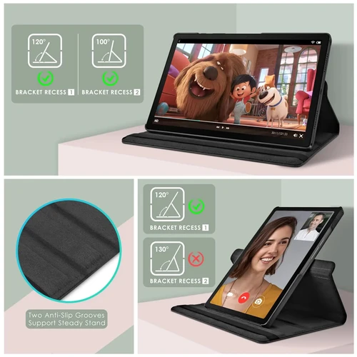 Imagen 2 del producto Funda de cuero para Lenovo Tab P12, 12,7 "", Tablet 2023, funda protectora con función de dormir/despertar y soporte giratorio 360