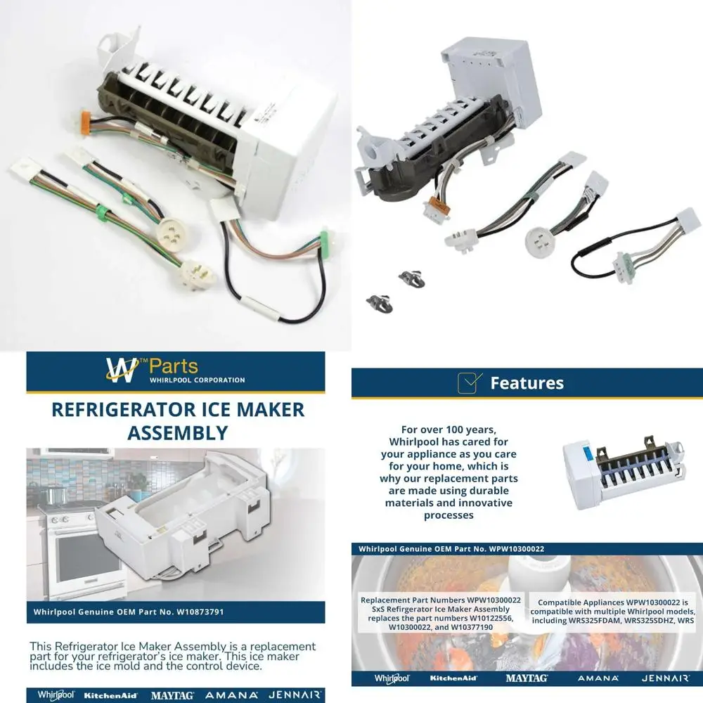 

Запасная часть льдогенератора в сборе для холодильника — совместима с W10122496, W10281545, W10190952, M — оригинальный продукт OEM