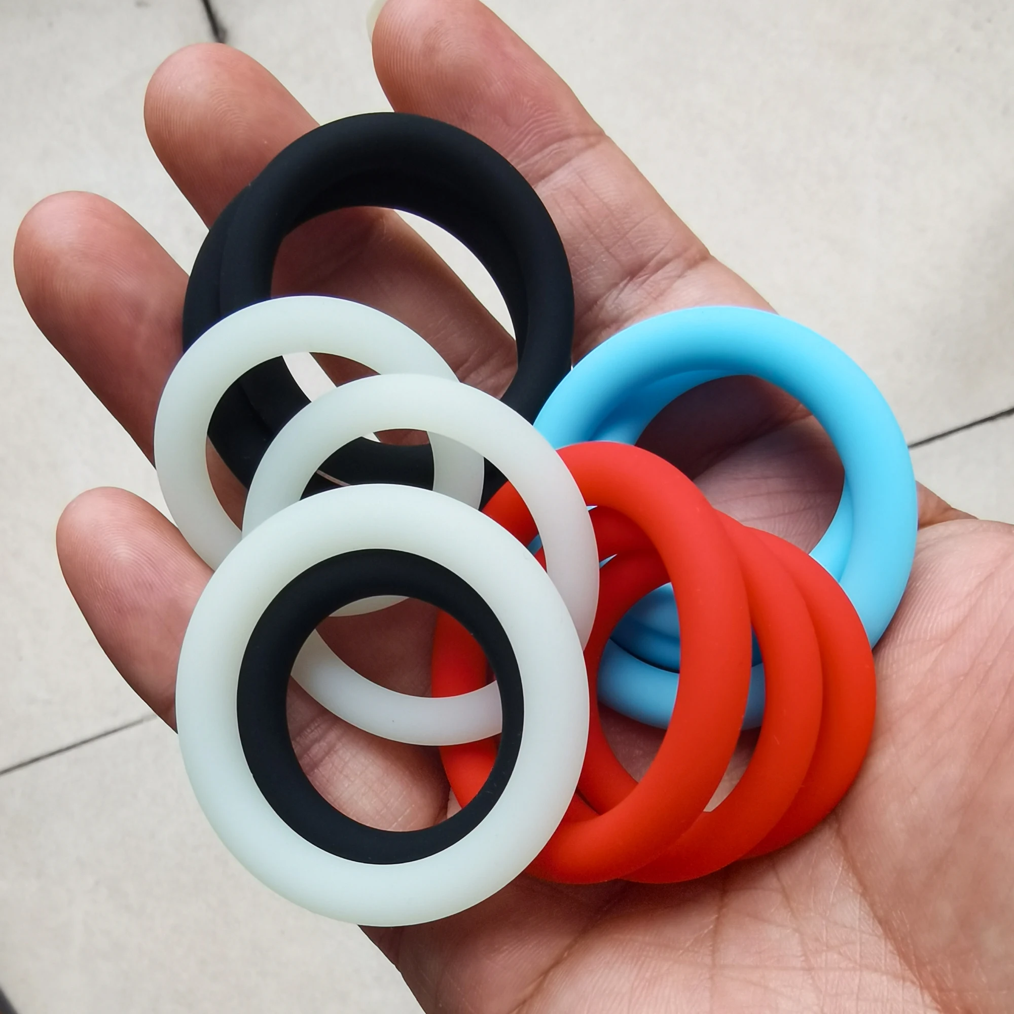 Cock Rings 3PCS Flash In The Night Lock Durable Silicone Penis Ring Sex Toys for Men Male Delay Ejaculation Scrotum Lock Ring