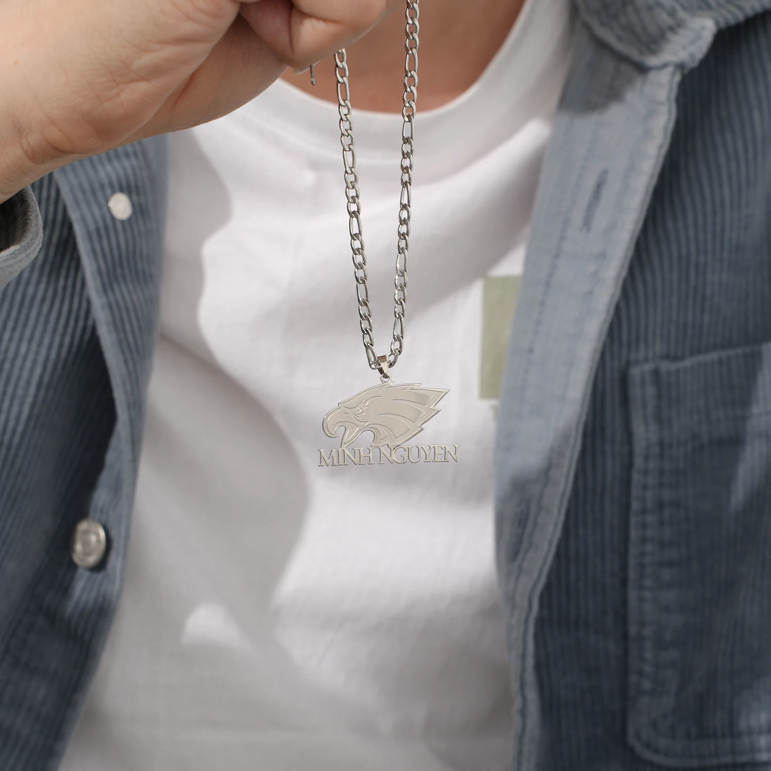 Naszyjnik z logo na zamówienie, personalizowany naszyjnik z dowolnym logo, naszyjnik z ikoną firmy, głęboki grawer na zamówienie, naszyjnik z imieniem dla mężczyzn, prezenty.