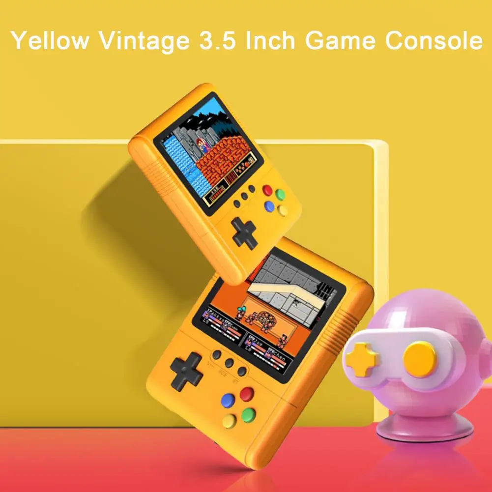 Children Game Console Handheld 500 Games Connected External TV Compact Yellow Vintage 3 5 Inch Game Console Game Supplies