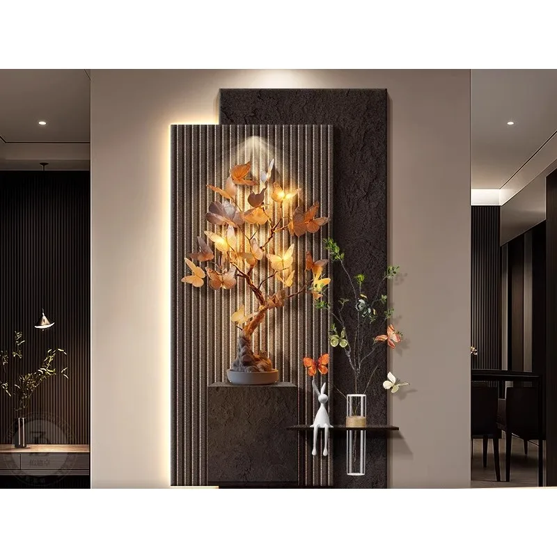 Entrance entrance decorative painting hydroponic green plants butterfly corridor hanging painting three-dimensional sandstone wa