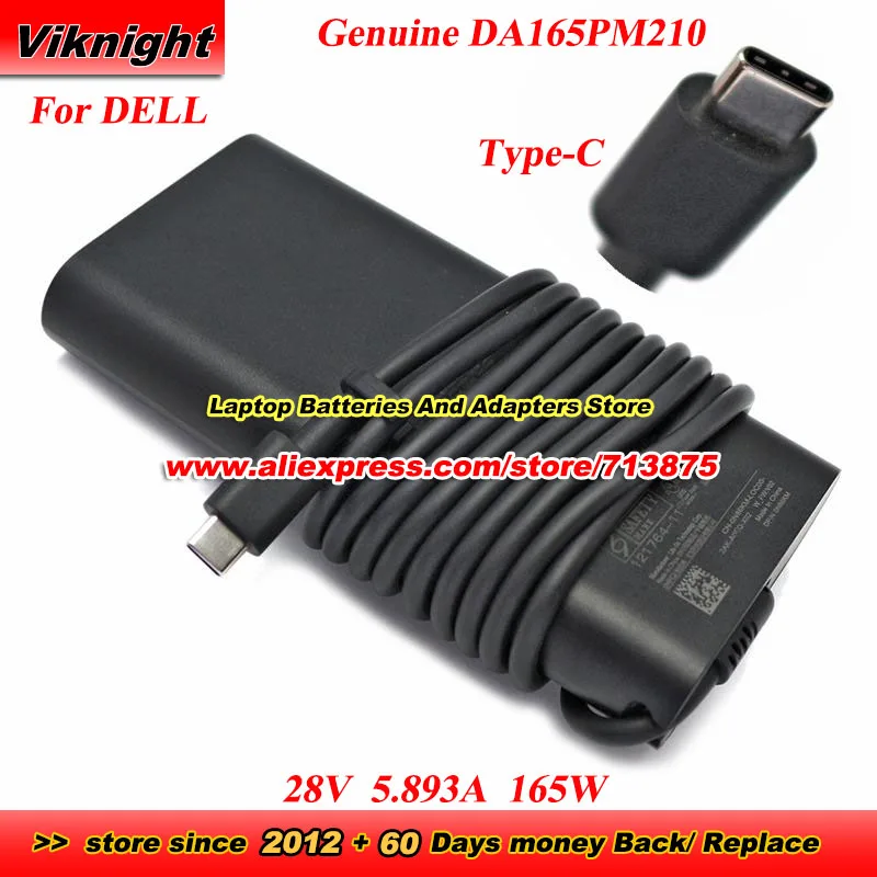 

Genuine DA165PM210 AC Adapter for Dell 28V 5.893A 165W Type-C GAN Gallium Nitride Power Adapter HA165PM210 LA165PM210 USB-C