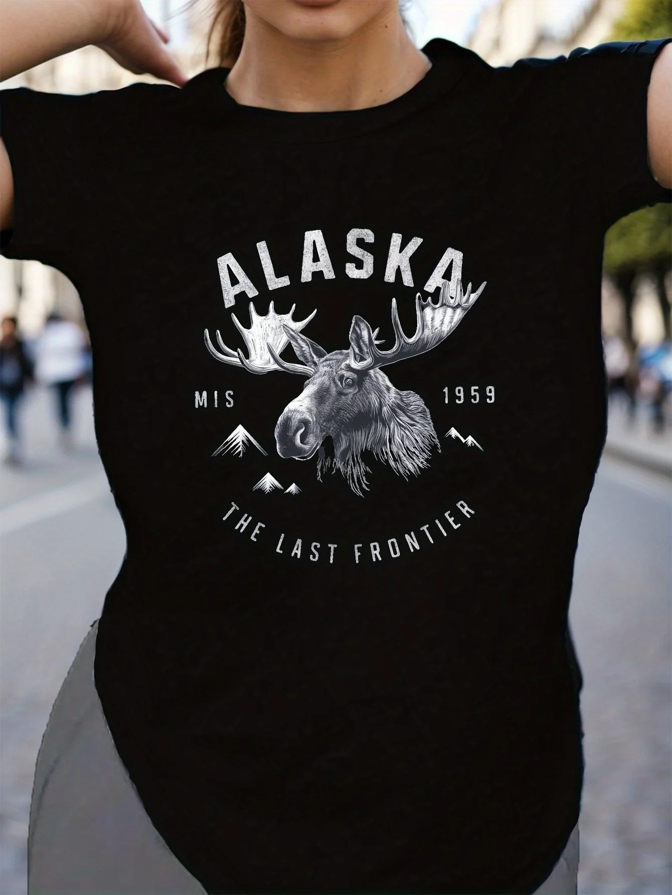 Camiseta feminina plus size com ilustração Alaska Majestic Moose 0XL-4XL