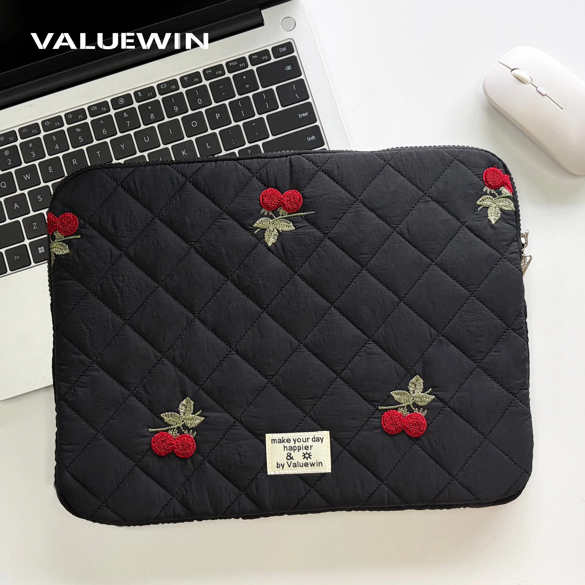 Cute Laptop Bag 13 14 15 16 Inch for MacBook Air Pro Computer Pouch for Lenovo Huawei HP Soft Quilted Laptop Sleeve for Women