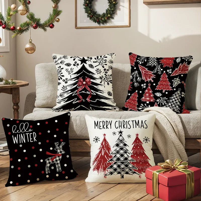 Funda de cojín navideña de 45x45 سم، Funda de almohada 2026, adornos navideños para el hogar، adorno navideño، decoración
