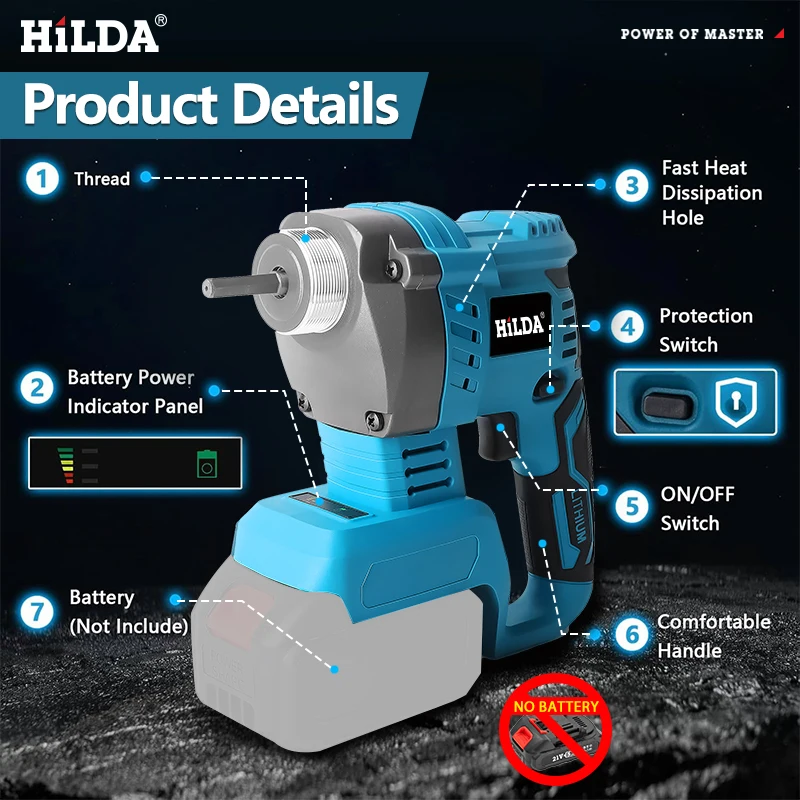 HILDA Cordless Elettrico Calcestruzzo Vibrato Ad Alta Potenza Miscelazione Strumento di Potere Elettrico Compattatore di Calcestruzzo Per Makita 21v Batteria