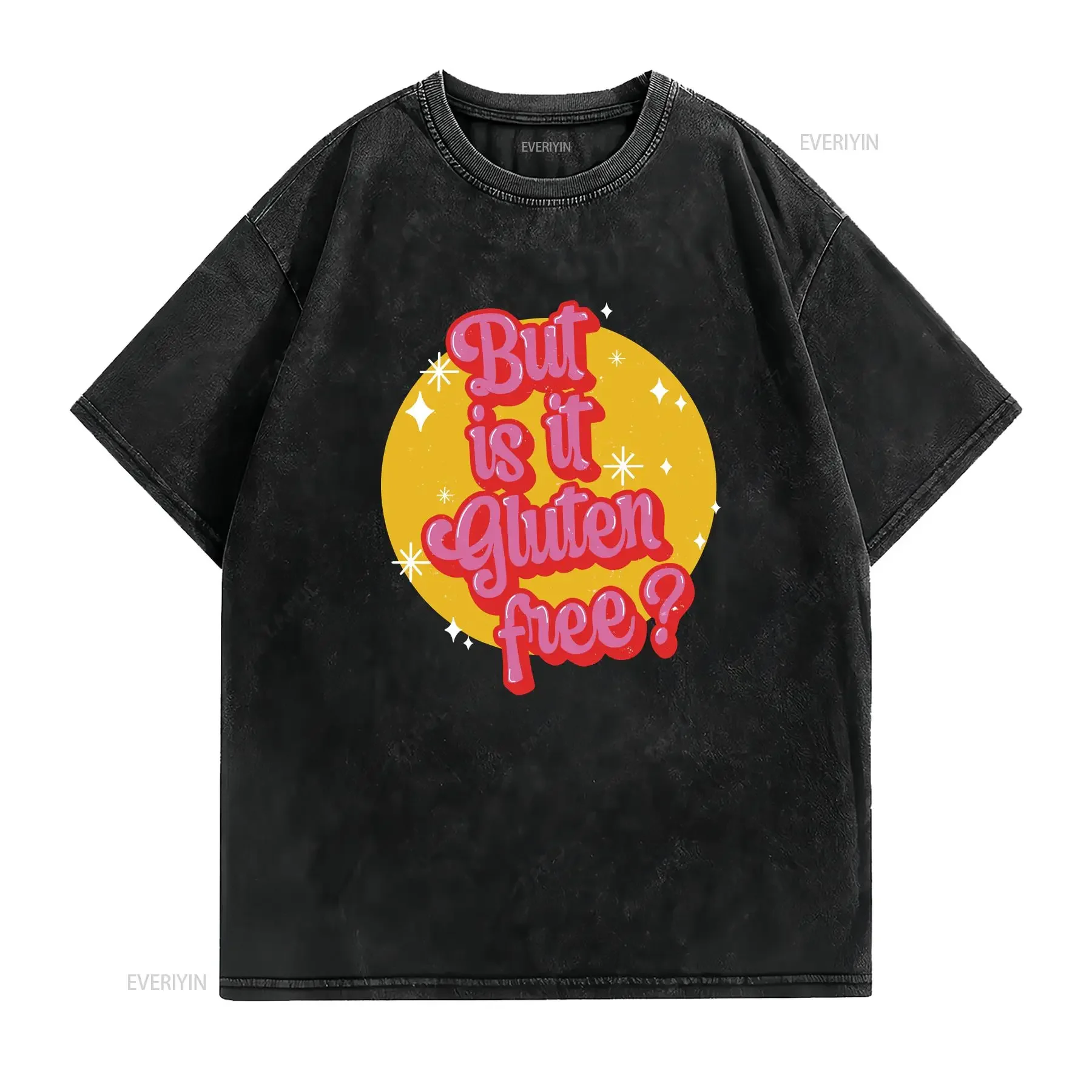 But is it Gluten Free T Shirt Allergy Celiac Awareness Lifestyle s vintage Washed Slightly graphic Unisex Comfortable Stretched