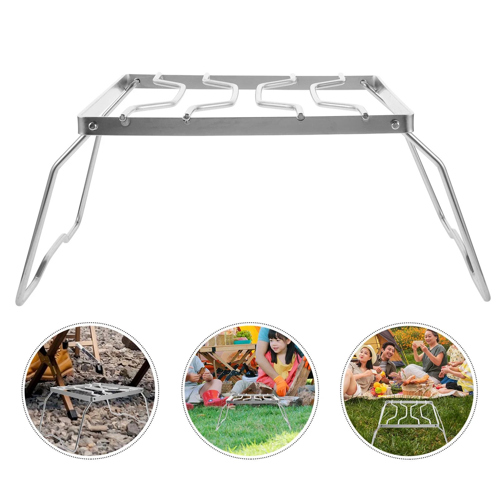 

Stainless Steel Folding Campfire Grill Stand Multi-Functional Bbq Rack For Outdoor Use Portable Camp Kitchen Equipment Stove