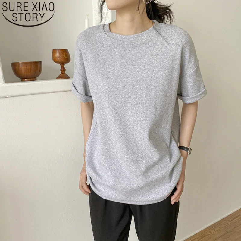 Oversize T Shirt for Women 2020 Summer Short Sleeve Loose Streetwear Casual Long Tshirt Tops Solid O-neck Ladies Shirts 9867