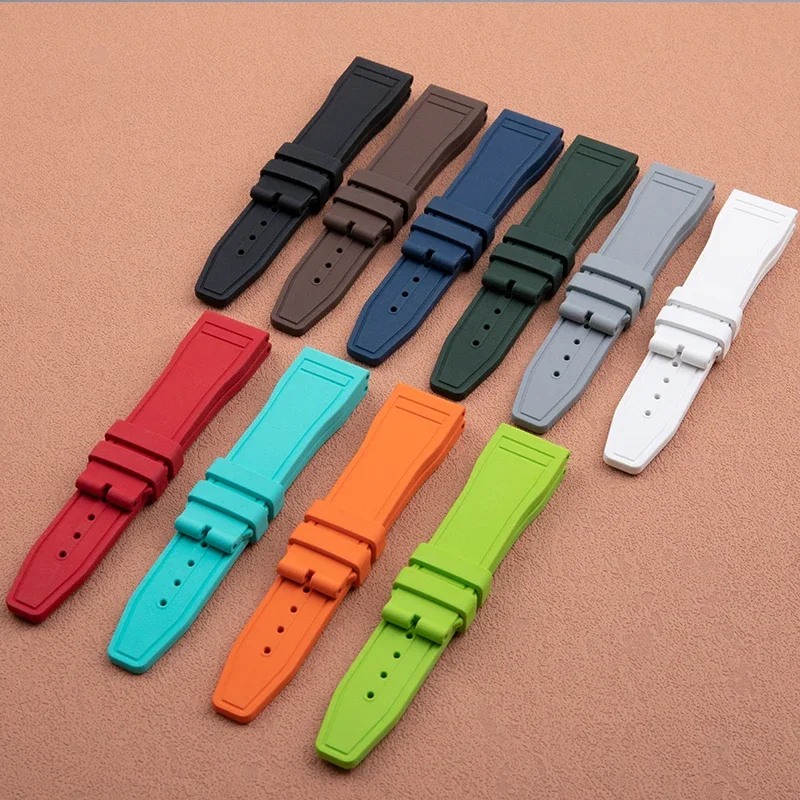 20 mm Universal-Zubehör-Uhrenarmband für Oum-Armband Black Bay GMT Pelagos Fluororubber Q7 Gummiarmband mit flachem Ende