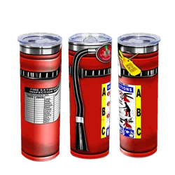 1pcs 20Oz Fire Extinguishers  Stainless Steel Cup Double Wall Insulated Tumbler with Straw and Lid Portable Travel Water Bottle