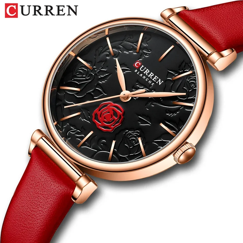 CURREN 9078 Women Suitor Metal and Leather Dress Quartz Watch Fashion Casual Watch Waterproof Quartz Watch for Women